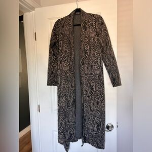 Nasty Gal Grey Black Paisley Duster